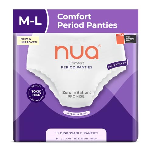 Image of Nua Comfort Disposable Period Panties (M-L) | Pack of 10 Panties | Disposable | 360 Coverage | Zero Irritation | 4x Comfort | For Heavy Flow | No rashes | Leakproof | Seamless | 100% Toxic-Free, Dermatologically Tested