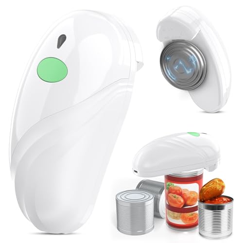 One-Touch Rechargeable Electric Can Opener-Automatic Side Cut, Smooth Edge Kitchen Gadget, Food-Safe Design, Hands-Free Can Opener for All Can Sizes, Ideal for Seniors with Arthritis-White