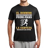 Camiseta Para Hombre con diseño 'Running y cerveza'. Camiseta personalizada. Regalo amigo. Amiga. Aniversario. Cumpleaños. Diseño cerveza. Camiseta divertida. (S)