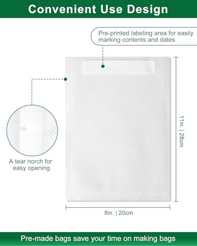 UTILIMATES Quart Vacuum Sealer Bags for Food, 8x11 Inch, BPA Free Heavy Duty Vacuum Seal Bags for Food Saver, Freezer, Seal a Meal, Sous Vide, Meal Prep, Preprinted Labeling Area, Precut 100 count - Thumbnail 2