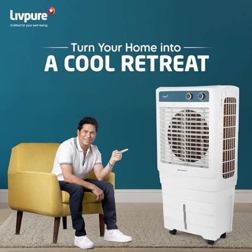 Image of Livpure Aerofrost Neo 70L Desert Air Cooler, White, Adjustable Speed, Ice Chamber, 5 Castor Wheels, Water Level Indicator, Works on Inverter