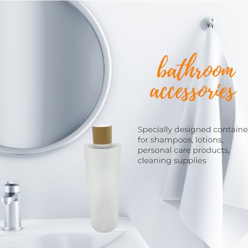 Empty Cosmetic Bottles 16oz/500ml 2 Pack with Bamboo Disc Top Flip Cap for Shampoo Lotion Liquid Soap,Cream,Refilable Plastic Squeeze Travel Size Toiletry Bottles4