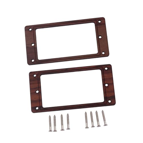 JEWEDECO 2個 ハムバッカーフレーム エレキギターのフレット ダブル ケーブル ギターナット フレットスロット ーニングソー ネジ スラントピックア リング 木製 Brown