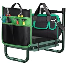 Walensee Garden Kneeler and Seat, Foldable Heavy Duty Garden Stool with Soft Kneeling Pad & Tool Pouch, Easy Stand Up Gardening Bench for Seniors, Women & Men, No Assembly Gardening Gift for Mom Dad