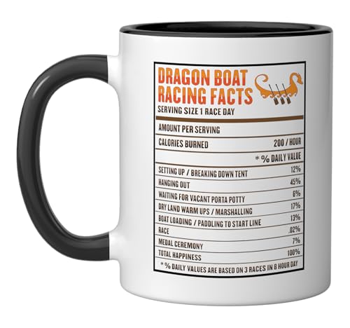 Taza de cerámica para remo de dragon boat negro/blanco miniatura 1