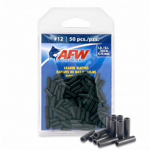 AFW Single Barrel Fishing Line Crimp Sleeves, #12/.164", 50 Pcs - Black