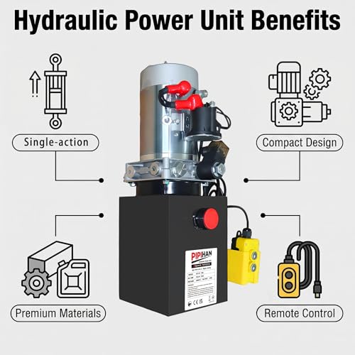 Image of Single Acting Hydraulic Pump 4 Quart Hydraulic Power Units 12V DC Hydraulic Pump SAE#6 Connector for Dump Trailer Car Lifting