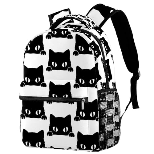 Sac à dos fille anti-mal de dos avec rangement chat noir multicolore