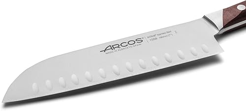 Miniatura 3 de ARCOS Cuchillo Santoku forjado de acero inoxidable de 7 pulgadas, hoja de 7.087 in. Cuchillo de cocina profesional. Mango ergonómico de