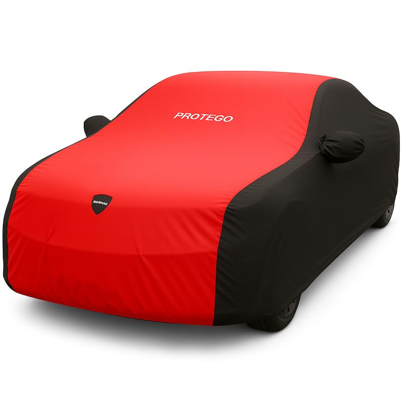 Image of PROTEGO Prime Series India's 1st Anti-Tear Car Cover for Mahindra Scorpio N | Heavy Duty, Custom Fit, All Weather | 100% Waterproof, Windproof & Hail Resistant | 2 Year Warranty | Red + Black