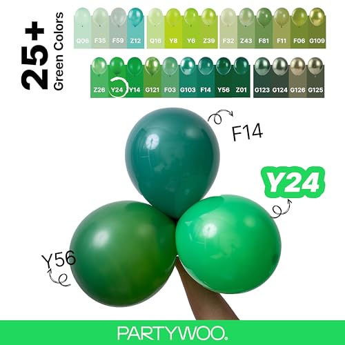 Image of PartyWoo Green Balloons 140pcs Different Sizes of 18 12 10 5 Inch Green Balloon Arch Kit Garland for Birthday Baby Shower Graduation Dinosaur Jungle Golf Football Theme Party Decorations Green-Y24