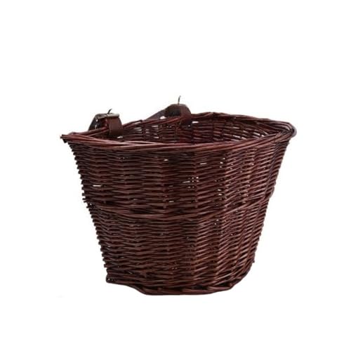 Giawkca 花柄の手編み籐製自転車バスケット。自転車やバイクに最適です。大容量で、着脱も簡単です。通勤、通学、レジャーなど、様々なシーンで活躍します。 (ライトブラウン)