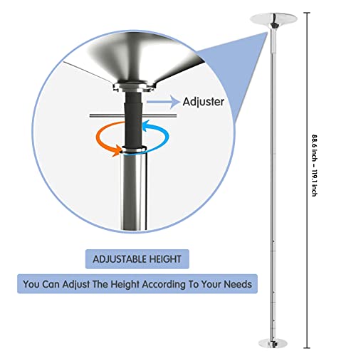 Hooomyai Professional Stripper Dancing Pole 45mm Spinning Static Fitness Pole Adjustable Height 3.7-9 FT for Beginners and Professionals Portable Dancing Pole Kit for Home Apartment Club Party Pub