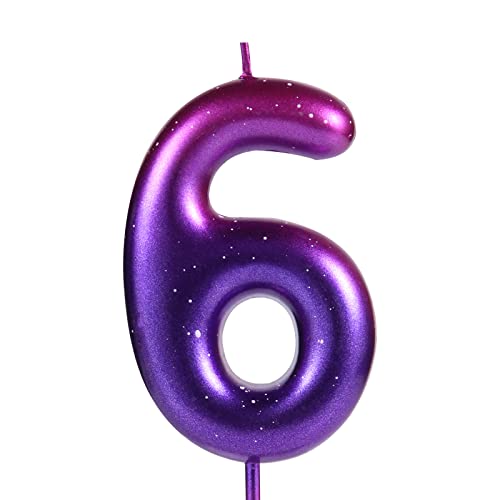 LUTER 2,36 Zoll Lila und Blaue Zahlenkerze, Geburtstagskerze Nummer Kerzen Galaxienverlauf Kuchendeckel Geburtstag aus Wachs Dekorationen für Meerjungfrauen Themenpartys Geburtstag Hochzeitstag (6)