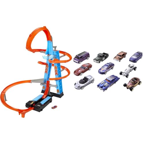 Hot Wheels 10-Pack (Styles May Vary) + Hot Wheels Sky Crash Tower