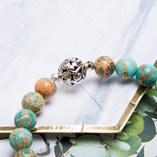 Bivei Gemstone Bead Bracelet For Women Healing Crystal Stone Yoga Chakra Meditation Elephant Good Luck Charm Bracelet(Variscite) #TOP3