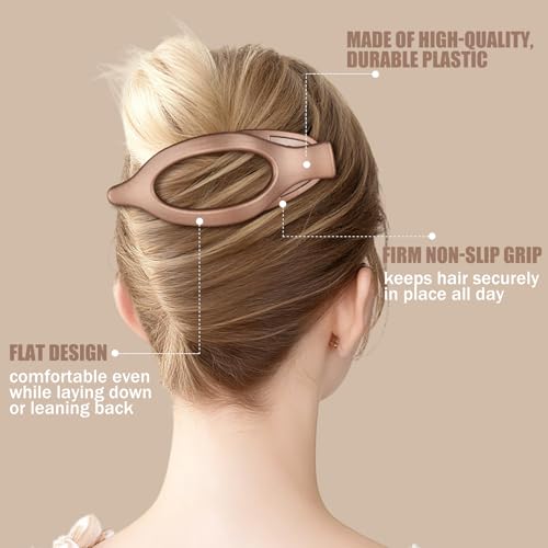 CHANDAT Flat Hair Clip 6 pcs Lay Down Claw Clips Hair Accessories for Women (Metal) — view 3