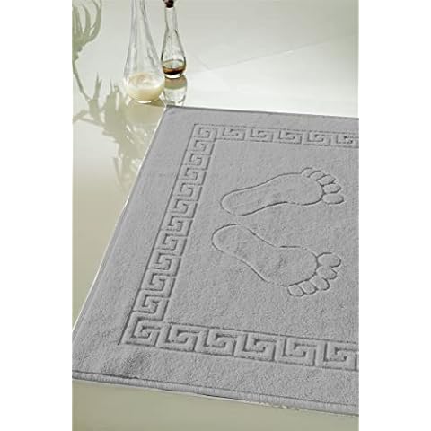 Regule Set of 2- Bath Rug Bathroom Floor Mats - Washable Bathtub Shower Sink Floor Towels - 100% Turkish Cotton Bath Mat Towels (Gray) Cover