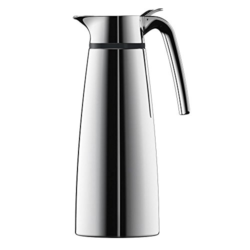 Emsa 514390 Isolierkanne, Edelstahl, 1.3 Liter, Easy Open Verschluss, Elea