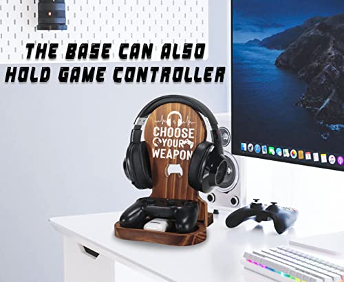Crycarrot Gamer Gifts For Teenage Boys, Gaming Headphone Stand For Men, Gaming Room Desk Decor Wooden Headset Holder, Son Boyfriend Husband Game Lover Gifts -Choose Your Weapon #TOP3