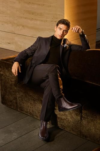 Holy dove Mens Chelsea Dress Boots with Side Zipper & Slip-On Ankle Design, Genuine Leather Casual Boots for Men2