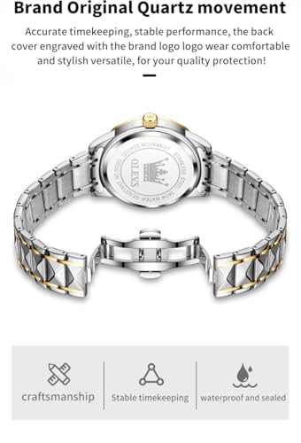 Image of OLEVS Watches for Men Luxury Diamond Casual Large Dial Watches Stainless Steel Waterproof Business Dress Analog Luminous Date Mens Watches