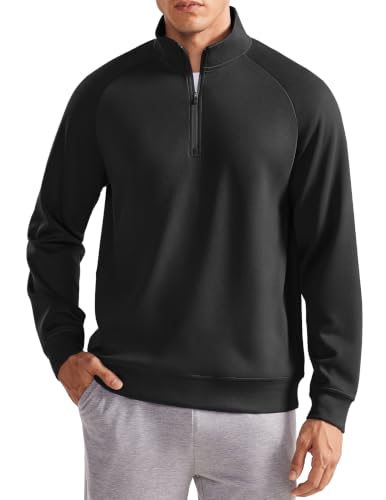 PINSPARK Mens Quarter Zip Pullover Lightweight Long Sleeve Sweatshirts