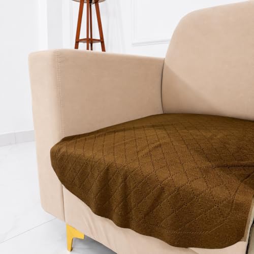 Image of Homerz Premium 'Surya Series' Sofa Cover | Stylish Sofa Protector | Net Fabric | Anti-Stain & Washable Slip Cover Exact Size Antislip (New Jerry Brown, 1 Seater, Only Seat Cover)