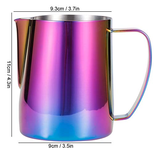 Milk Frothing Pitcher, 20oz Colorful Stainless Steel Espresso Milk Frothing Pitcher, Coffee Milk Steaming Pitchers Espresso Machine Accessories for Cappuccino, Latte Art (600ml/20oz) by Tomotato - Image 2
