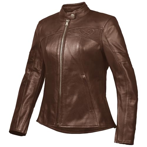 Ixon Cranky Air Veste en cuir de moto perforée pour dames (Brown,XXL)