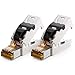 Produktbild deleyCON 2X CAT 6a Netzwerkstecker RJ45 mit LSA Anschluss Werkzeuglos für Starre Verlegekabel LAN Kabel Netzwerkkabel RJ45 Stecker CAT6a Geschirmt Metallgehäuse 10Gbit/s