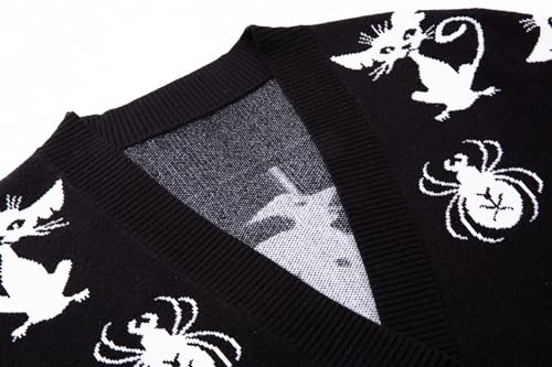 Boys and Girls Graphic Gothic Knit Sweater Top V Neck Long Sleeved Lapel Button up Top Cardigan3