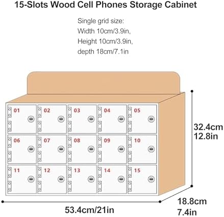 Wall-Mounted Wooden Cell Phone Locker - Classroom & School Organizer - Mobile Device Storage Box for Effective Classroom Management & Student Engagement