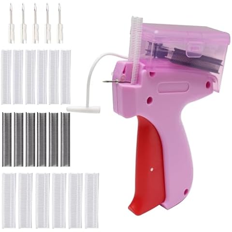 Tagging Gun Kit for Clothing, Micro Tag Gun Kit for Clothes, Garment Tag Gun Price Tagger with 5 Fine Needles 1800 Pcs Barbs Fasteners Purple Cover