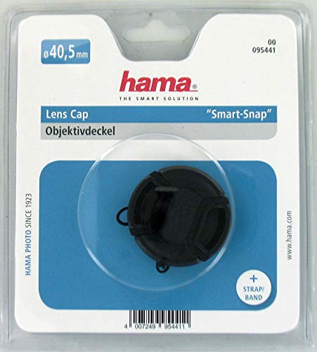 Hama Objektivdeckel f&uuml;r 40.5 mm Objektiv, Sicherungskordel, Smart Snap, Schwarz