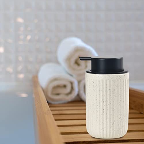 Image of BosilunLife Beige Soap Dispenser Set - 2 Pack 12oz Ceramic Dish Soap Dispenser with Rust Proof Pump for Kitchen, Hand Soap and Lotion Set Suitable for Farmhouse Bathroom Decor