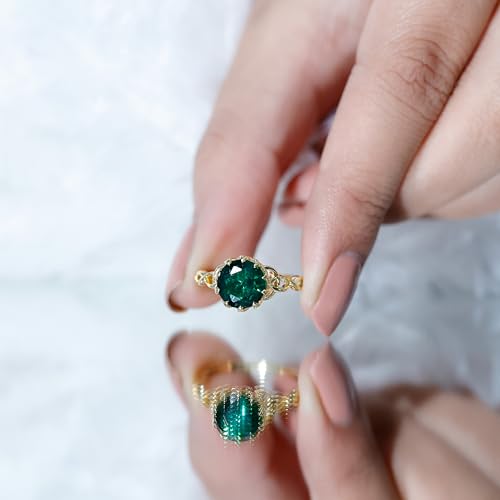 Certified Lab Grown Emerald 8 mm Round Engagement Ring, AAAA Quality, Celtic Knot Ring (Ready to Gift)4