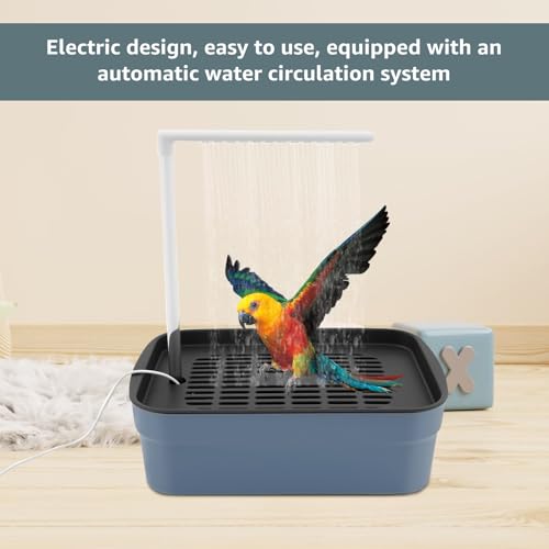 Image of Automatic ABS Bird Bath Shower, Parrot Bathtub with Circulating Faucet for Pet Bird, Low Noise Electric Cockatiel Bathing Pool for Budgie Lovebird
