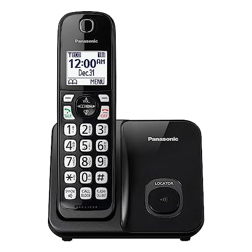 Panasonic Cordless Phone System, Expandable Home Phone with Call Blocking, Bilingual Caller ID and High-Contrast Display, 1 Handset - KX-TGD610B (Black)