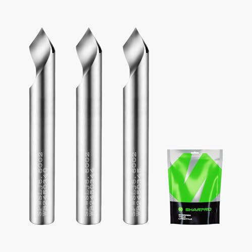 Image of Chamfer Router Bits V Groove O Flute Spiral Router Bit 60 Degree 1 /4 Inch Shank CNC Carbide V-bit for Engraving and Chamfering Lettering, Ideal for Wood, Acrylic and PVC (3PCS)
