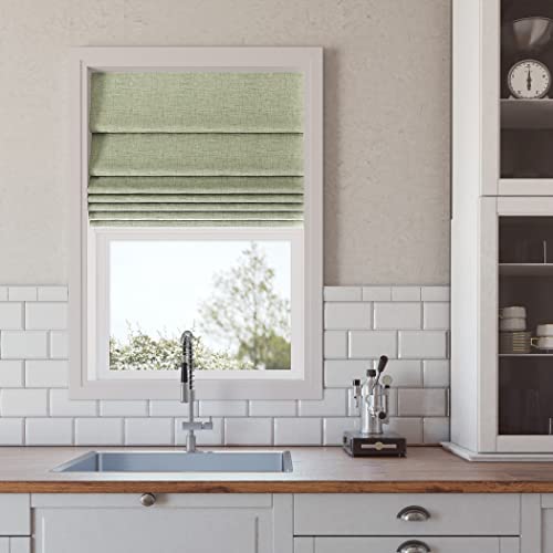 Sun Zero Seraphina Textured Total Blackout Cordless Roman Shade, 35" x 64", Sage Green by Sun Zero - Image 5