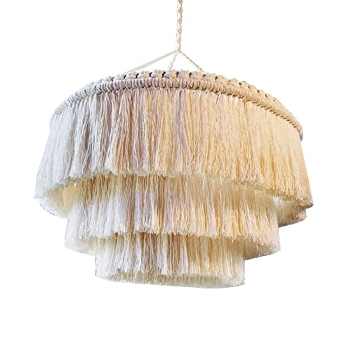 Gralara Pantalla de lámpara de macramé, Pantalla de luz, Cubierta de luz Colgante para Oficina, hogar, Dormitorio, 30cmx40cm
