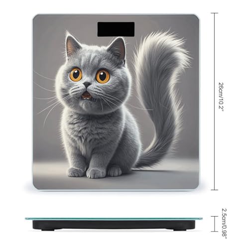 Báscula digital de baño con patrón de gatos grises miniatura 2