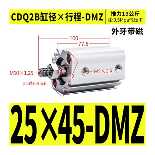 Cylindre mince CDQ2B avec aimant intégré pour automatisation compacte pneumatique - 3