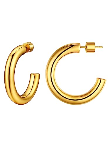 Boucle d oreille creole femme acier inoxydable finition miroir demi créoles épaisses