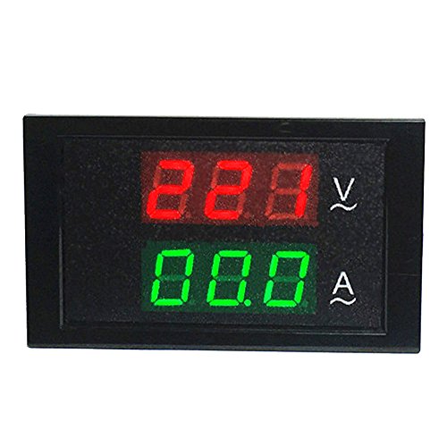 uniquegoods AC80-300V / AC200-450V 50A / 100A / 200A LCD digital medidor del amperímetro del voltímetro de corriente Panel de Ampere Gauge Rojo Verde de pantalla dual Corriente de la bobina del transformador CT (AC 80-300V 200A)