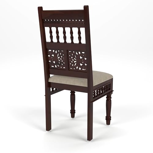 Image of Solid Sheesham Wood Traditional Dining Table 6 Seater Wooden Six Seater Dinning Table with 6 Chairs for Home Chairs with Cushion Dining Room Sets for Restaurants (Walnut Finish)