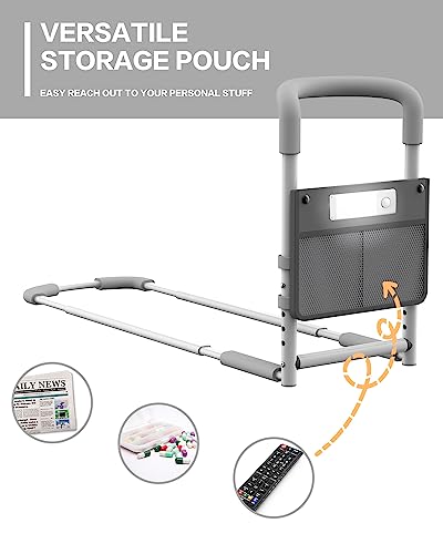 Agrish Bed Rails For Elderly Adults - With Motion Light & Storage Pocket, Bedside Assist Bar For Seniors Handicapped Pregnant- Medical Bed Handles W/Adjustable Lenth, Fit Any Bed #TOP4