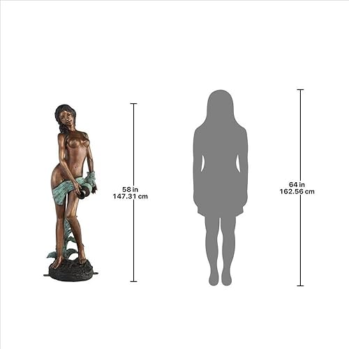 Vista 20 de Design Toscano Dione the Divine Greek Water Woman - Estatua de jardín para interiores y exteriores, grande, 38 pulgadas de alto, resina de piedra