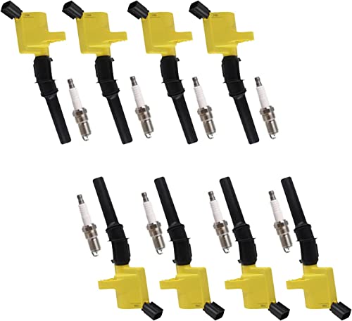 Mck 8Pcs High Performance Ignition Coil Pack + Platinum Spark Plug Compatible With Ford Mustang Mercury Lincoln Explorer Lobo F-150 Expedition 2005-2010 4.6L 4.5L 6.8L V8 Fd503 Dg508 Sp413 #TOP17